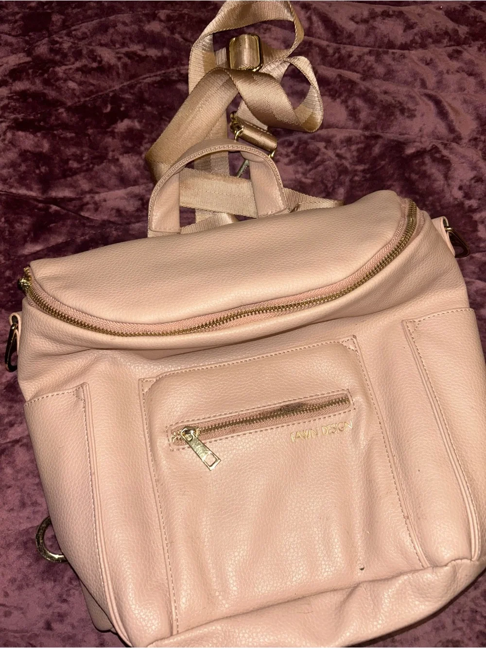 Fawn Design Blush Pink Leather Backpack
